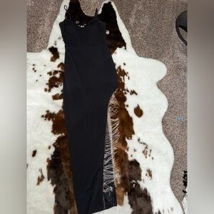 Black rhinestone fringed formal dress